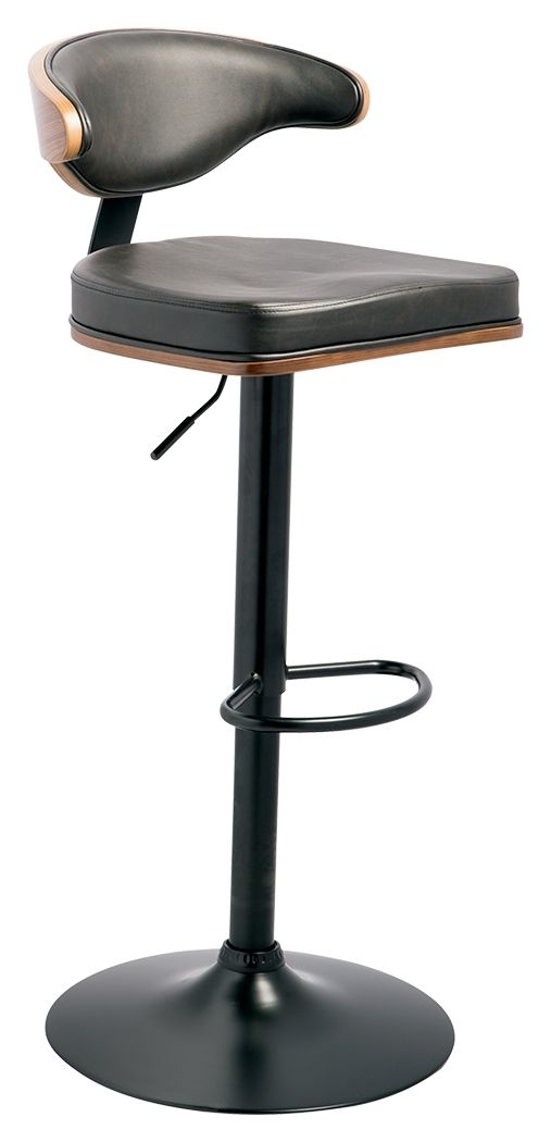 Bellatier - Brown / Black - Tall Uph Swivel Barstool - Premium Adjustable Height from Signature Design by Ashley® - Just $222.35! Shop now at brett interiors