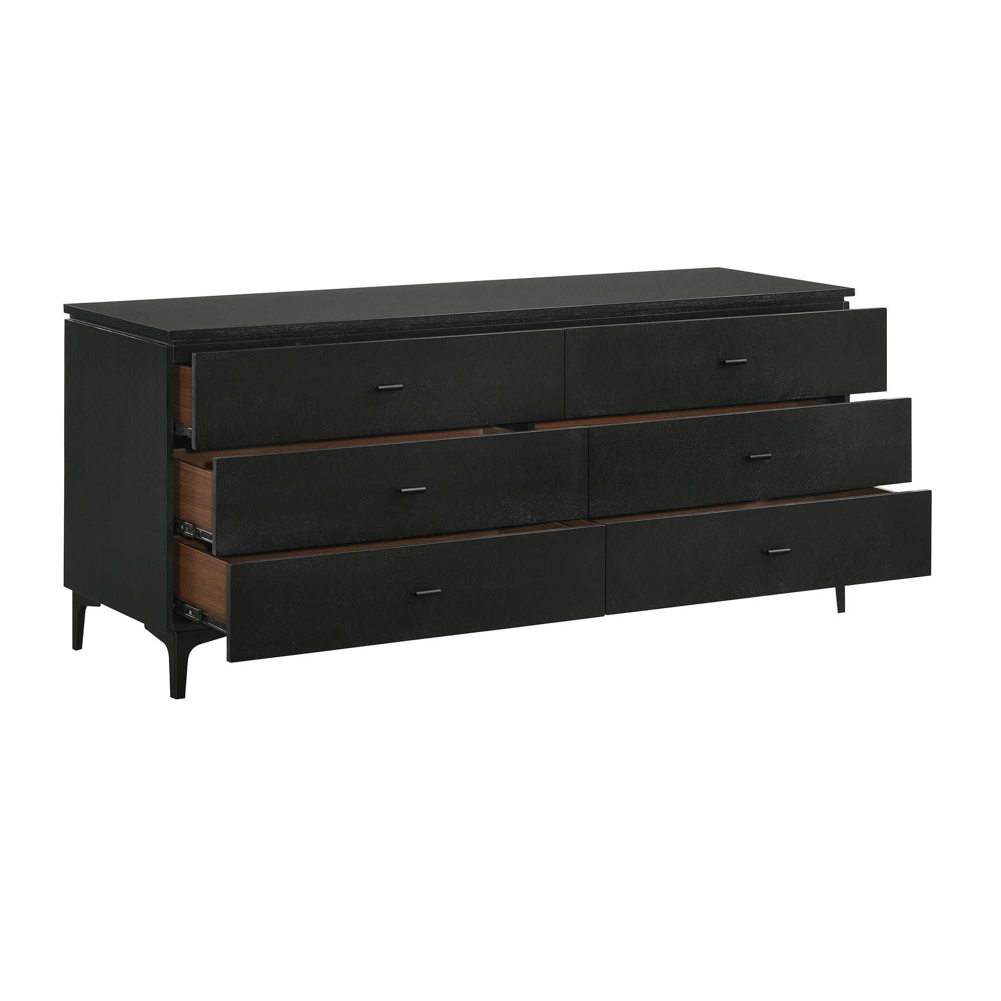 Legend - Veneer 6 Drawer Dresser With Metal Legs - Black Glaze Ash - Premium Dressers from Armen Living - Just $1125! Shop now at brett interiors