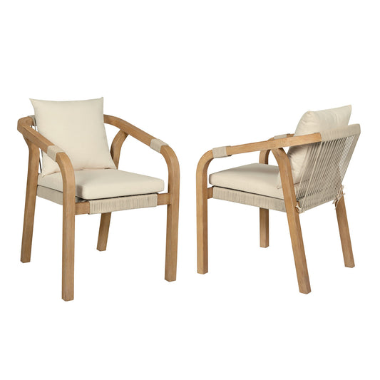 Cypress - Outdoor Patio Dining Chair (Set of 2) - Blonde Eucalyptus / Ivory - Premium Chair Sets from Armen Living - Just $1325! Shop now at brett interiors