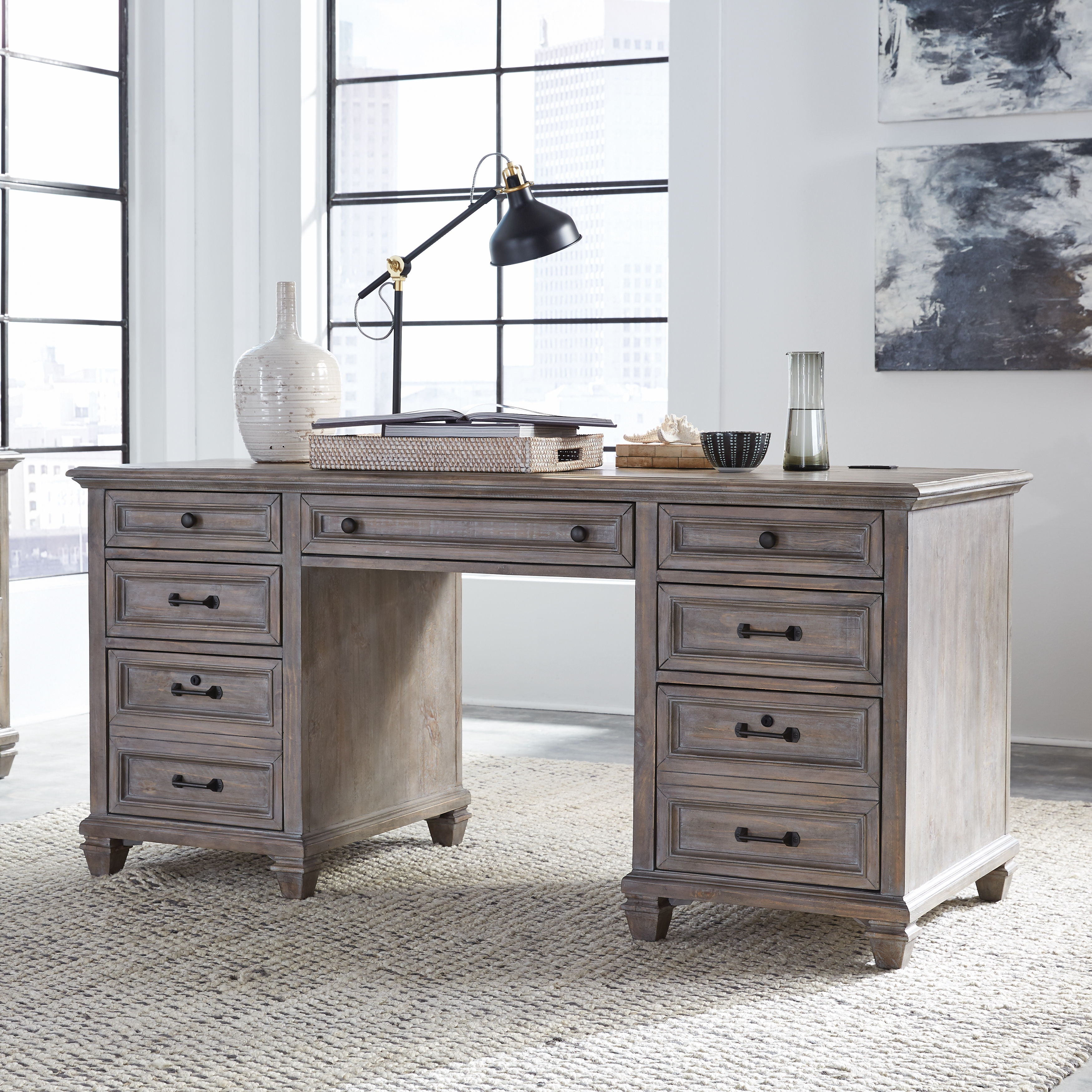 Lancaster - Executive Desk - Dove Tail Grey - Premium Executive Desks from Magnussen Furniture - Just $2289! Shop now at brett interiors