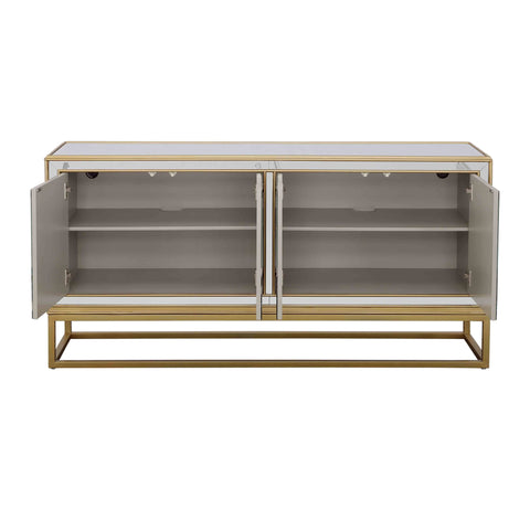 Fostoria - Four Door Credenza - Gold / Mirror - Premium Credenzas from Coast2Coast Home - Just $4042.50! Shop now at brett interiors