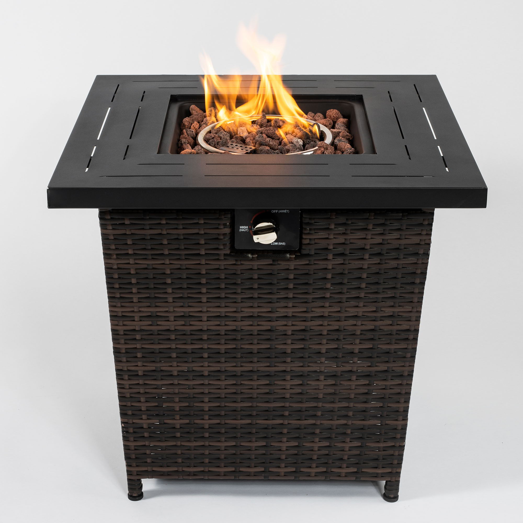 28" Wicker Square Fire Pit Table - Black Brown - Premium Fire Pits from AS Outdoor Heating - Just $334! Shop now at brett interiors