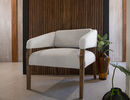 Murcia - Fabric Arm Chair - Light Cream - Premium Arm Chairs from International Furniture Direct - Just $712.50! Shop now at brett interiors