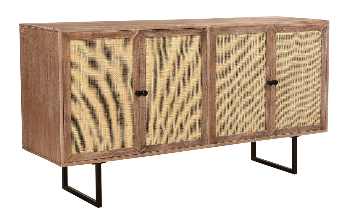 Torrence - Four Door Credenza - Capris Light Brown / Cane - Premium Credenzas from Coast2Coast Home - Just $4125! Shop now at brett interiors