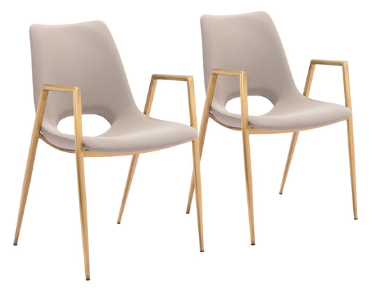 Desi - Dining Chair (Set of 2) - Beige & Gold - Premium Chair Sets from Zuo Modern - Just $1650! Shop now at brett interiors