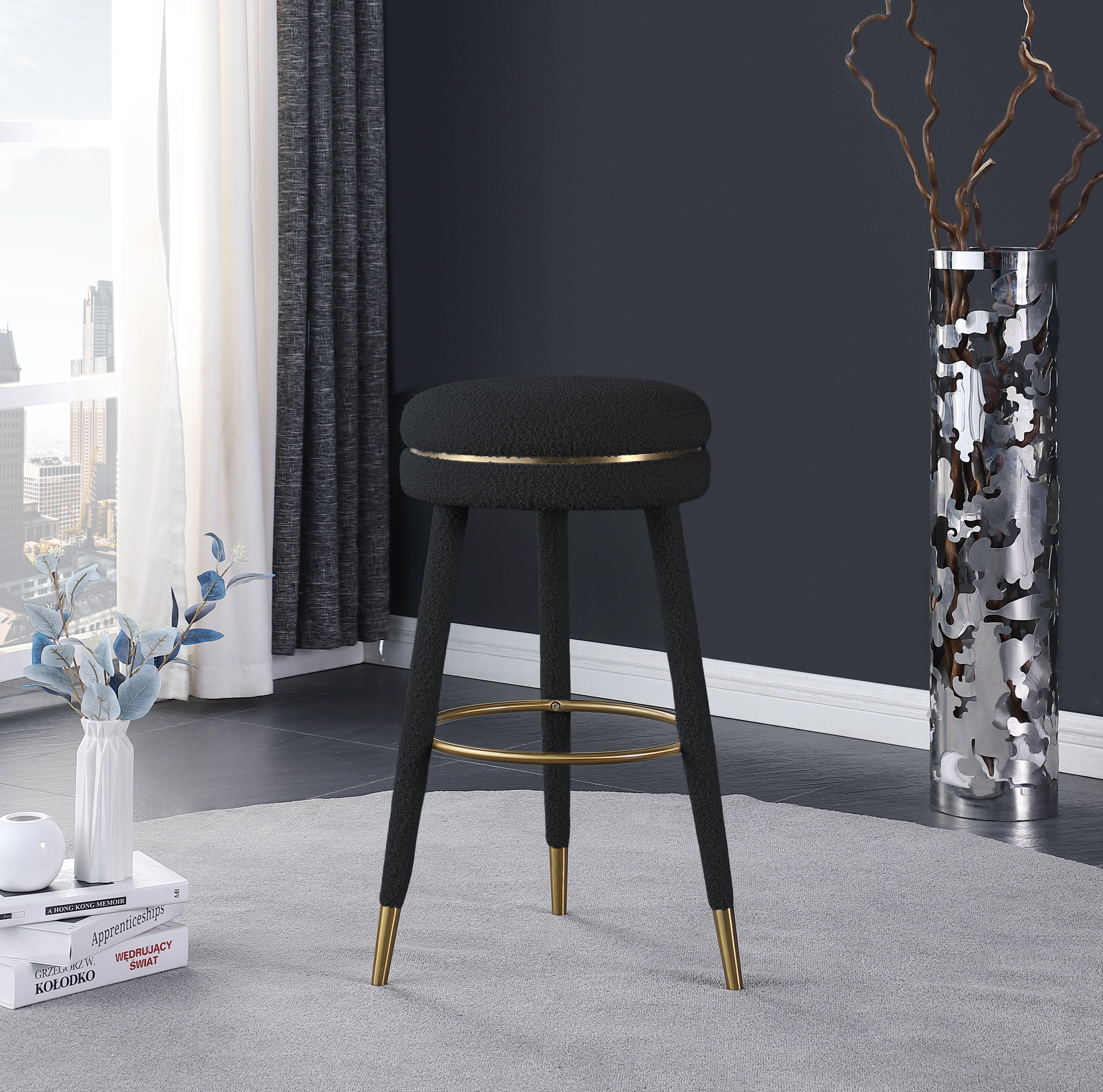 Coral - Bar Stool - Black - Premium Bar Height (28"-30") from Meridian Furniture - Just $375! Shop now at brett interiors