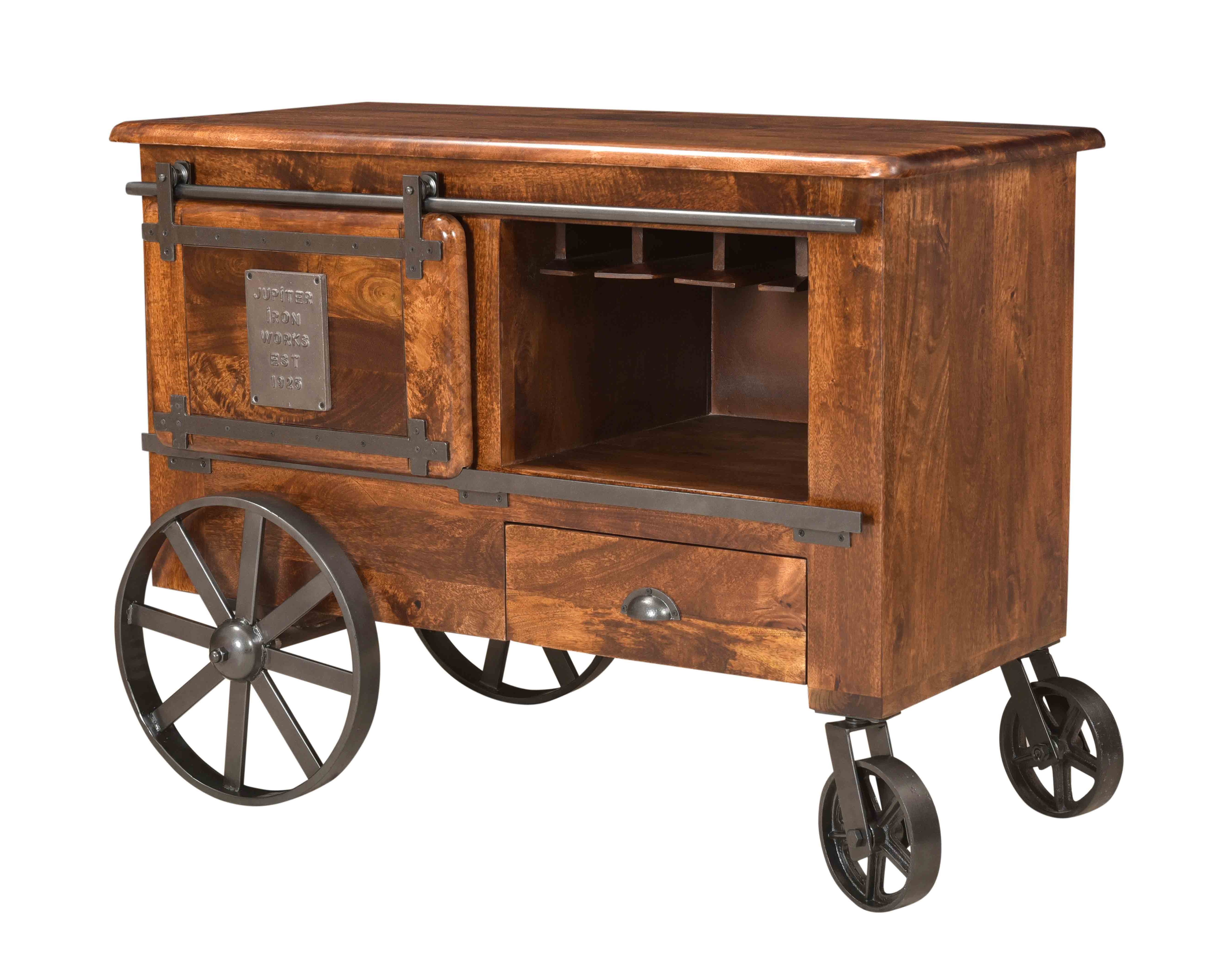 Massen - Two Door One Drawer Wine Cart - Warm Brown Mango - Premium Bars & Bar Carts from Coast2Coast Home - Just $4785! Shop now at brett interiors