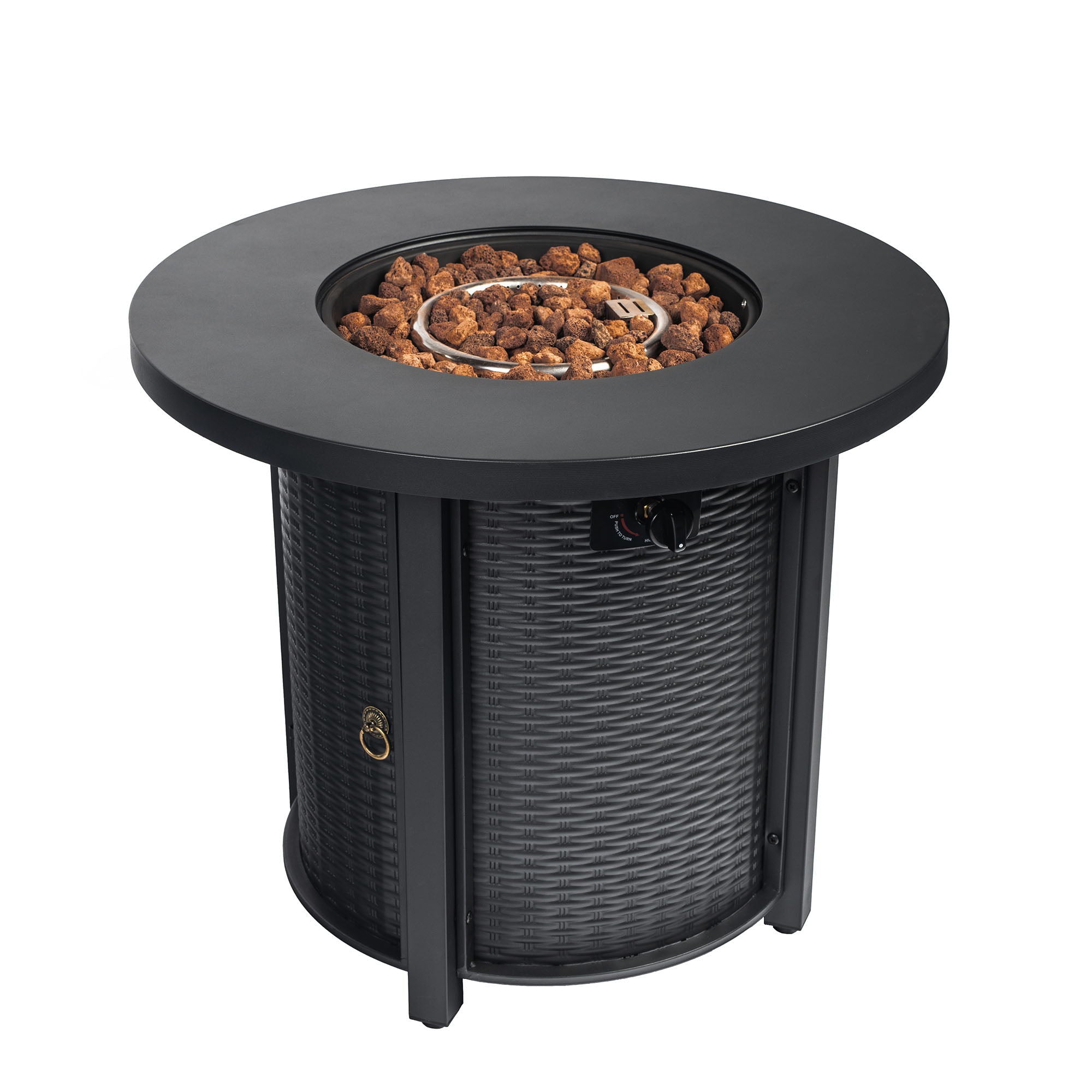 30" Propane Round Fire Table 40000Btu Propane Fire Pit Table - Black - Premium Fire Pits from AS Outdoor Heating - Just $345! Shop now at brett interiors