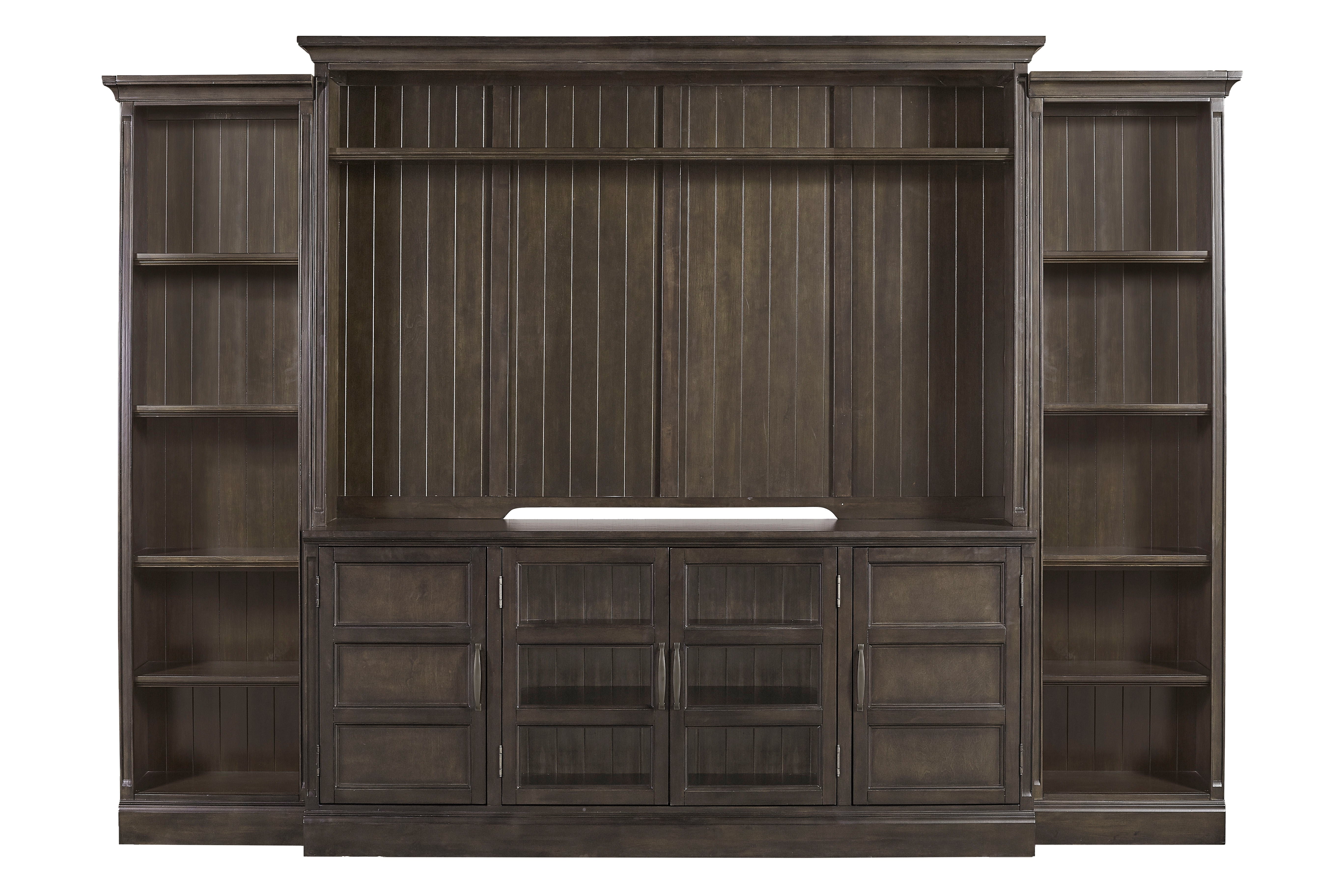 Shoreham - 4 Piece Entertainment Wall - Medium Roast - Premium Library Walls from Parker House - Just $3492.50! Shop now at brett interiors