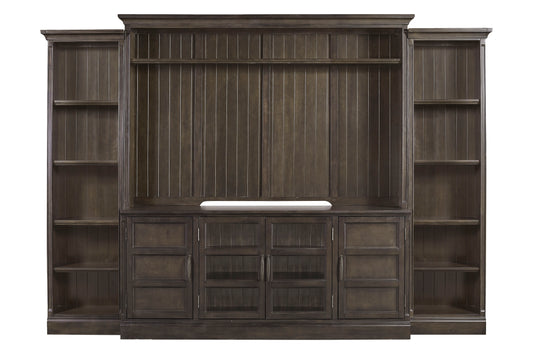 Shoreham - 4 Piece Entertainment Wall - Medium Roast - Premium Library Walls from Parker House - Just $3492.50! Shop now at brett interiors