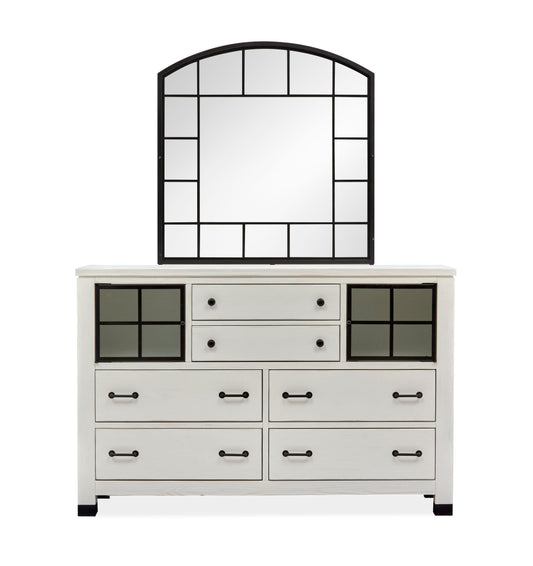 Harper Springs - Shaped Mirror - Silo White - Premium Bedroom Mirrors from Magnussen Furniture - Just $389! Shop now at brett interiors