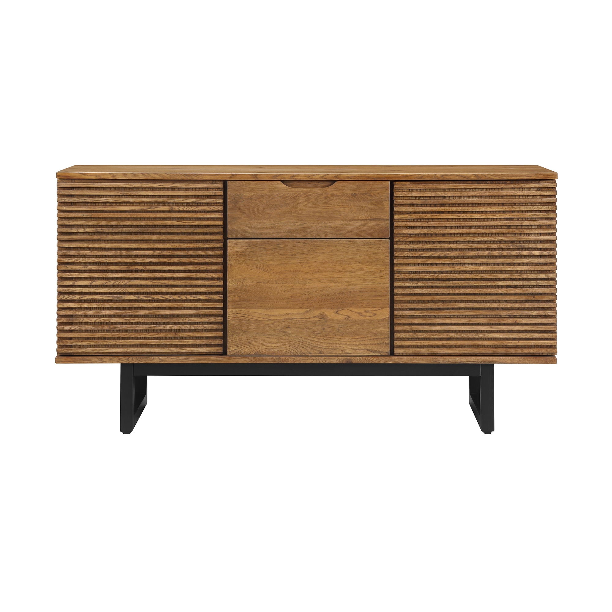 Aldo - Brown Oak Sideboard Buffet Cabinet With Metal Legs - Brown Oak / Black - Premium Buffets from Armen Living - Just $1407.50! Shop now at brett interiors