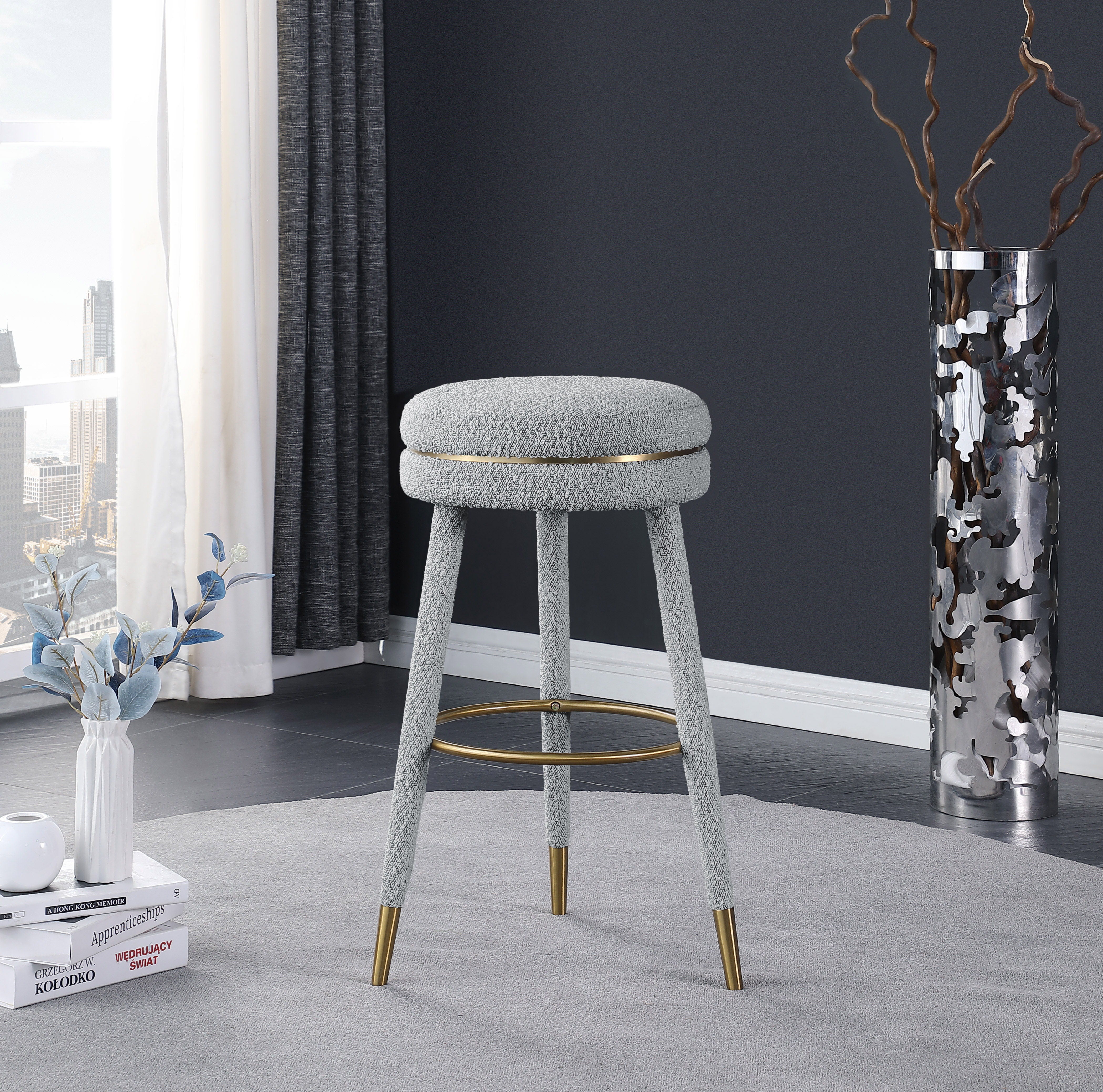 Coral - Bar Stool - Gray - Premium Bar Height (28"-30") from Meridian Furniture - Just $375! Shop now at brett interiors