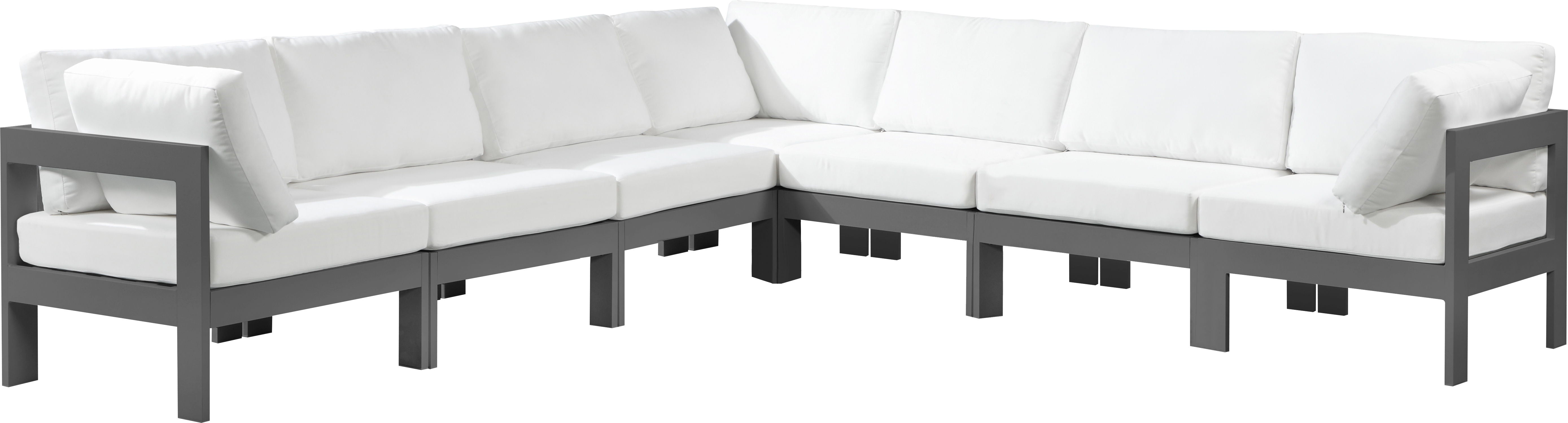 Nizuc - Outdoor Patio Modular Sectional 7 Piece - White - Premium Stationary Sectionals from Meridian Furniture - Just $6337.50! Shop now at brett interiors