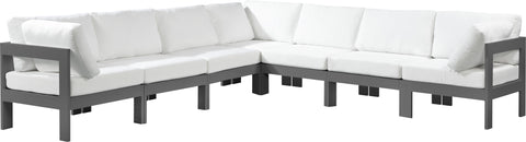 Nizuc - Outdoor Patio Modular Sectional 7 Piece - White - Premium Stationary Sectionals from Meridian Furniture - Just $6337.50! Shop now at brett interiors