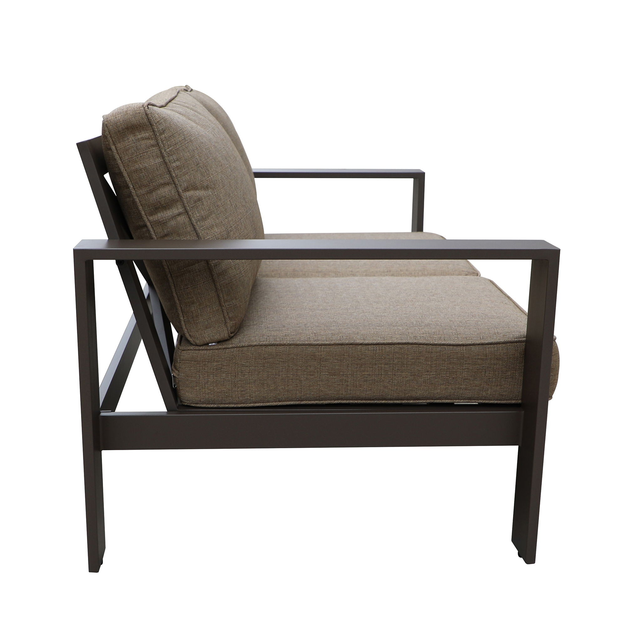 Colorado - Outdoor Patio Furniture - Aluminum Framed Garden Loveseat With Chocolate Cushions - Brown - Premium Loveseats from Gather Craft - Just $1037! Shop now at brett interiors