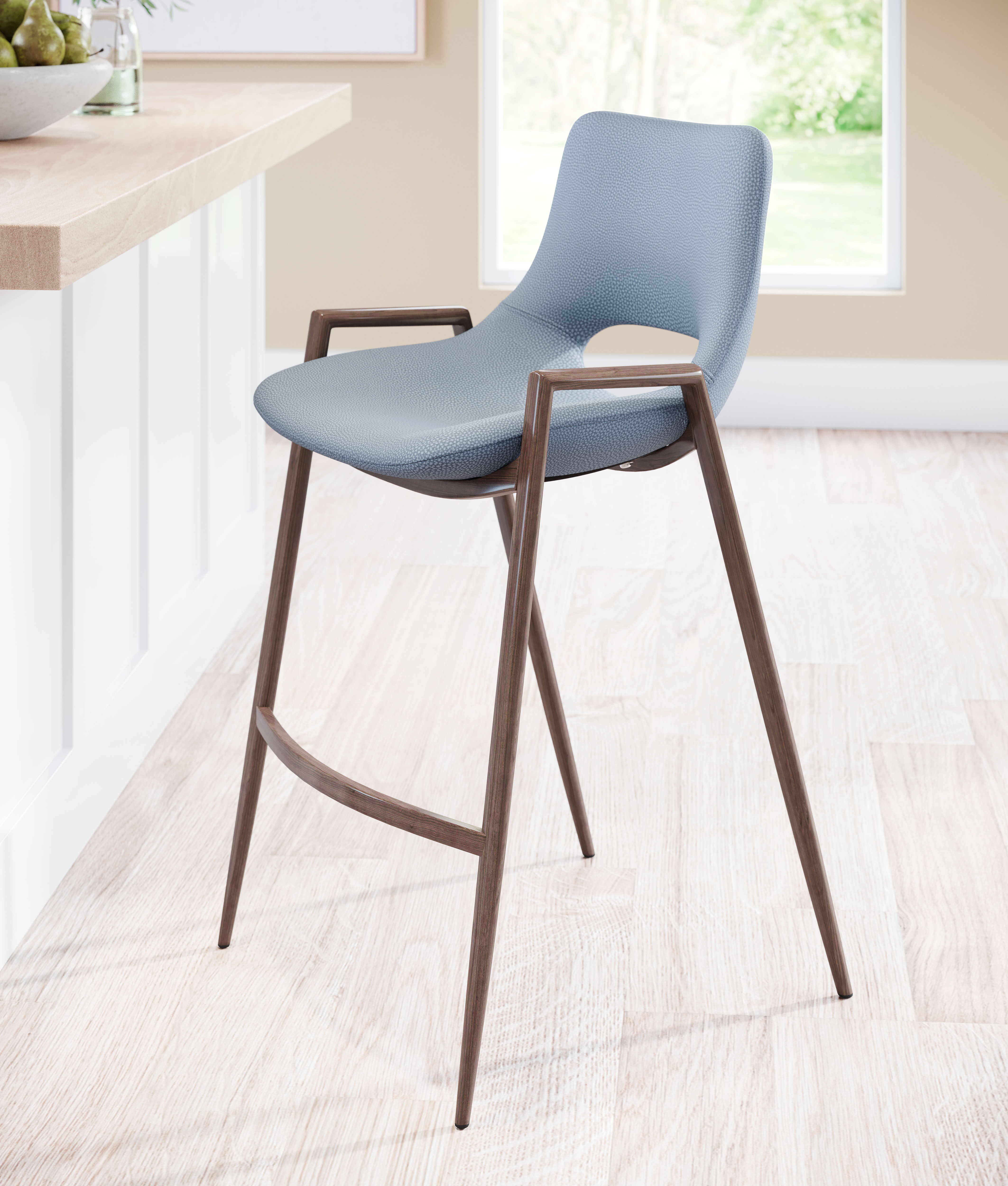 Desi - Counter Stool (Set of 2) Walnut Legs - Premium Stool Sets from Zuo Modern - Just $1400! Shop now at brett interiors