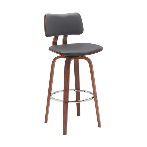 Pico - Swivel Walnut Wood Faux Leather Stool - Premium Counter Height (24"-27") from Armen Living - Just $205! Shop now at brett interiors