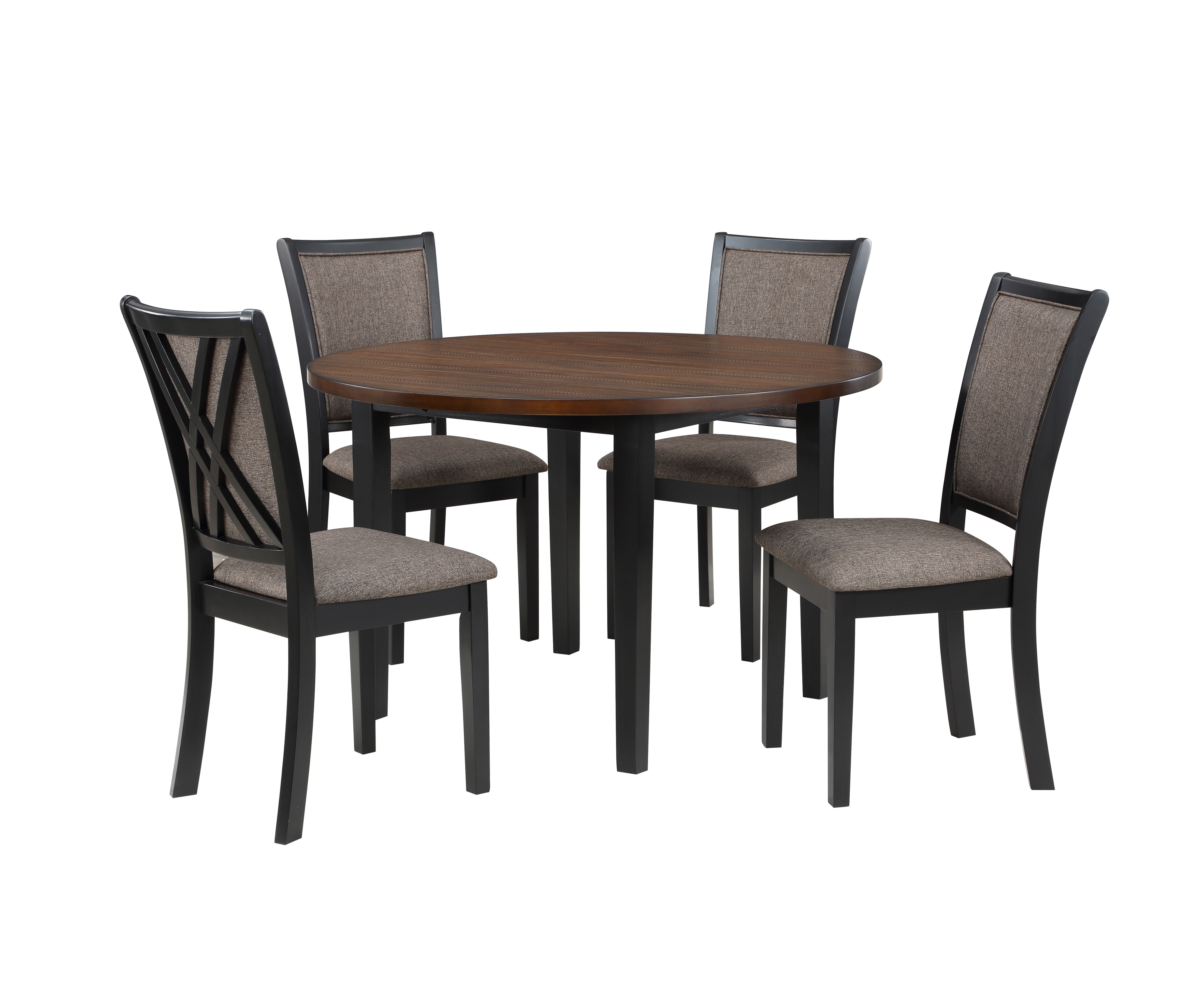 Potomac - 5 Piece Round Dining Set (Table & 4 Chairs) - Brown / Black - Premium 5 Piece Dining Room Sets from New Classic - Just $697.50! Shop now at brett interiors