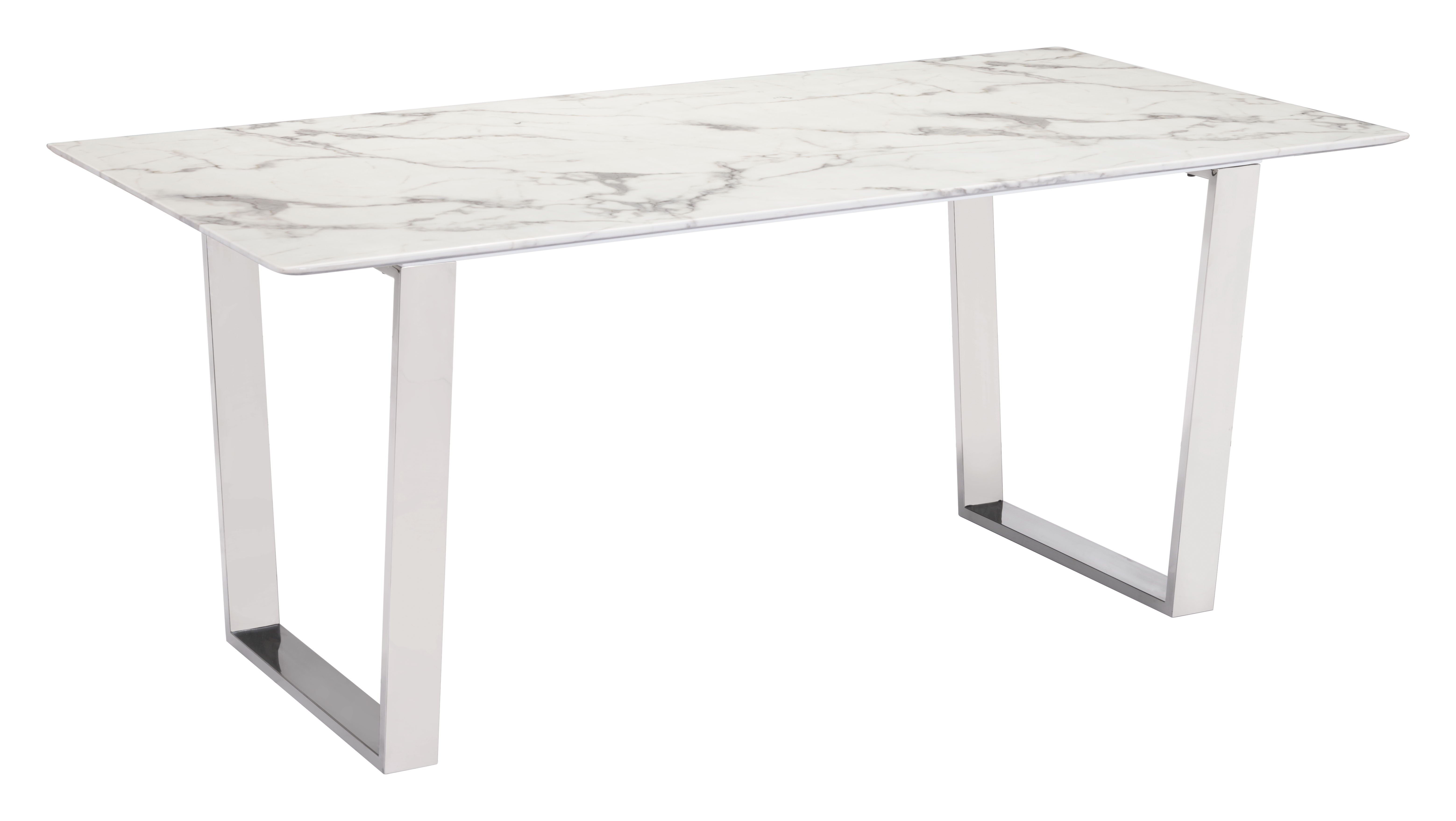 Atlas - Dining Table - White / Silver - Premium Dining Tables from Zuo Modern - Just $2675! Shop now at brett interiors