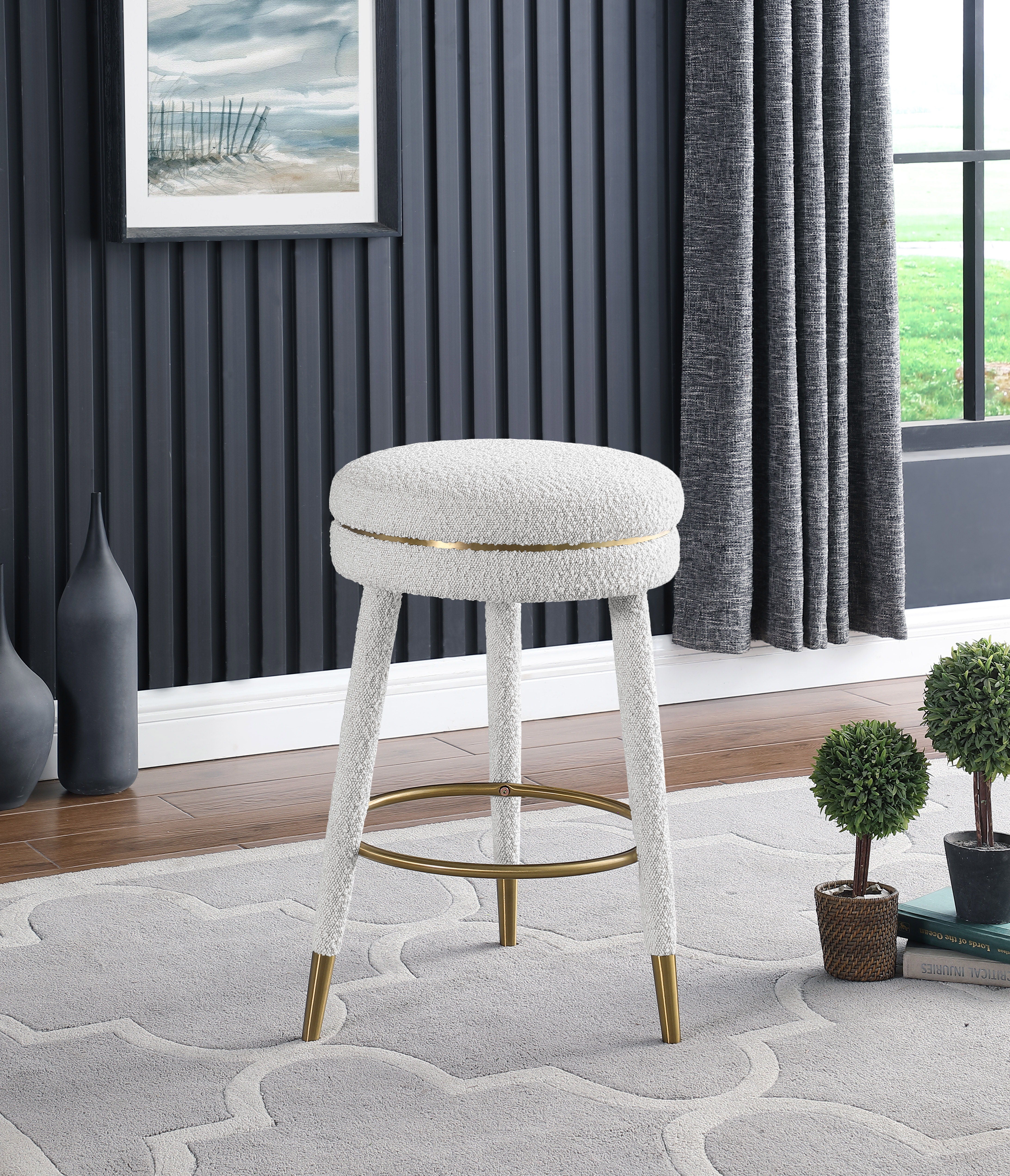 Coral - Counter Stool - Cream - Premium Counter Height (24"-27") from Meridian Furniture - Just $362.50! Shop now at brett interiors