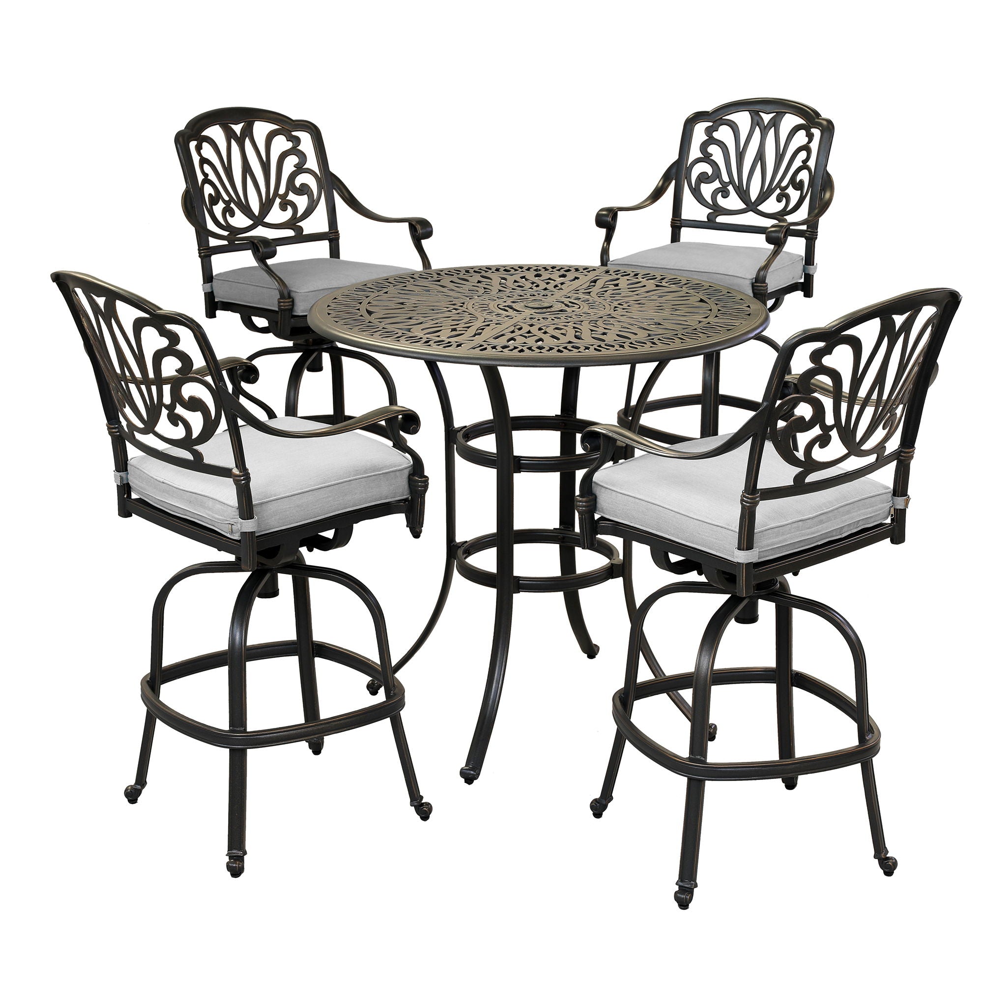 Round 41.97" Long Bar Height Dining Set With Cushions Gather Craft