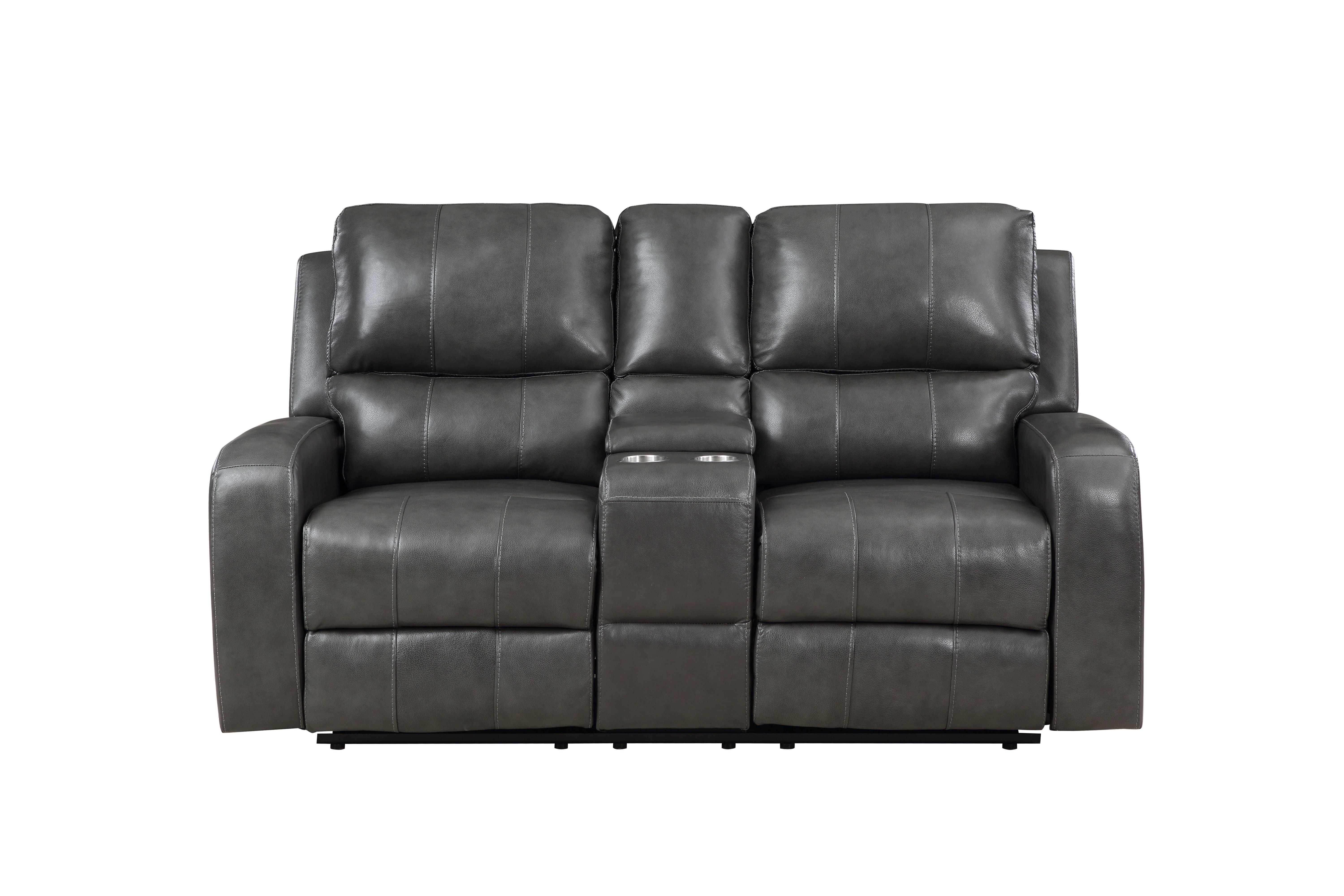 Linton - Leather Console Loveseat With Dual Recliners - Premium Reclining Loveseats from New Classic - Just $1372.50! Shop now at brett interiors