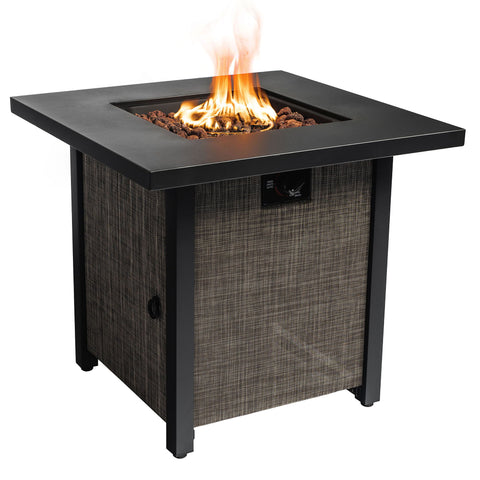 40000Btu Square Propane Fire Pit Table Steel Tabletop With Textilene Side Panel, Steel Lid And Rocks - Black / Gray - Premium Fire Pits from AS Outdoor Heating - Just $261! Shop now at brett interiors