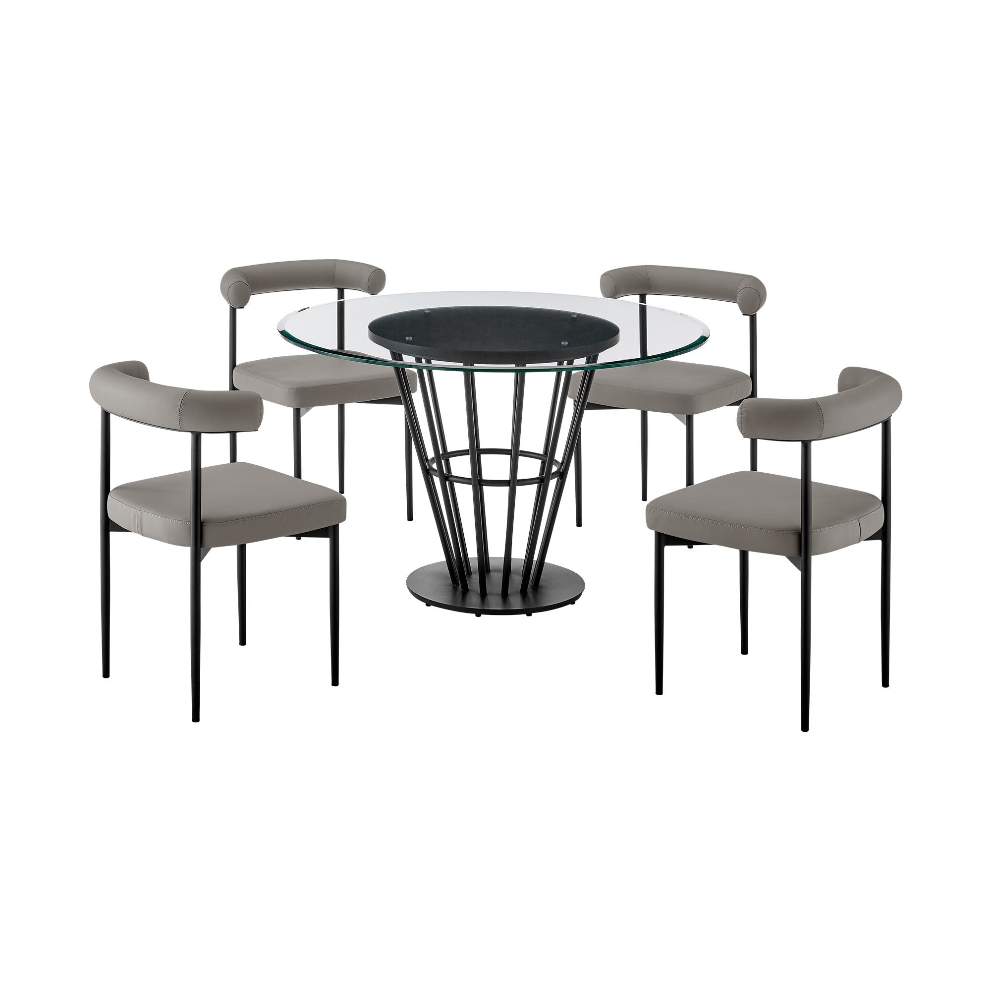 Veronica Shannon -Round Glass Dining Table Set - Matte Black Legs - Premium 5 Piece Dining Room Sets from Armen Living - Just $2622.50! Shop now at brett interiors