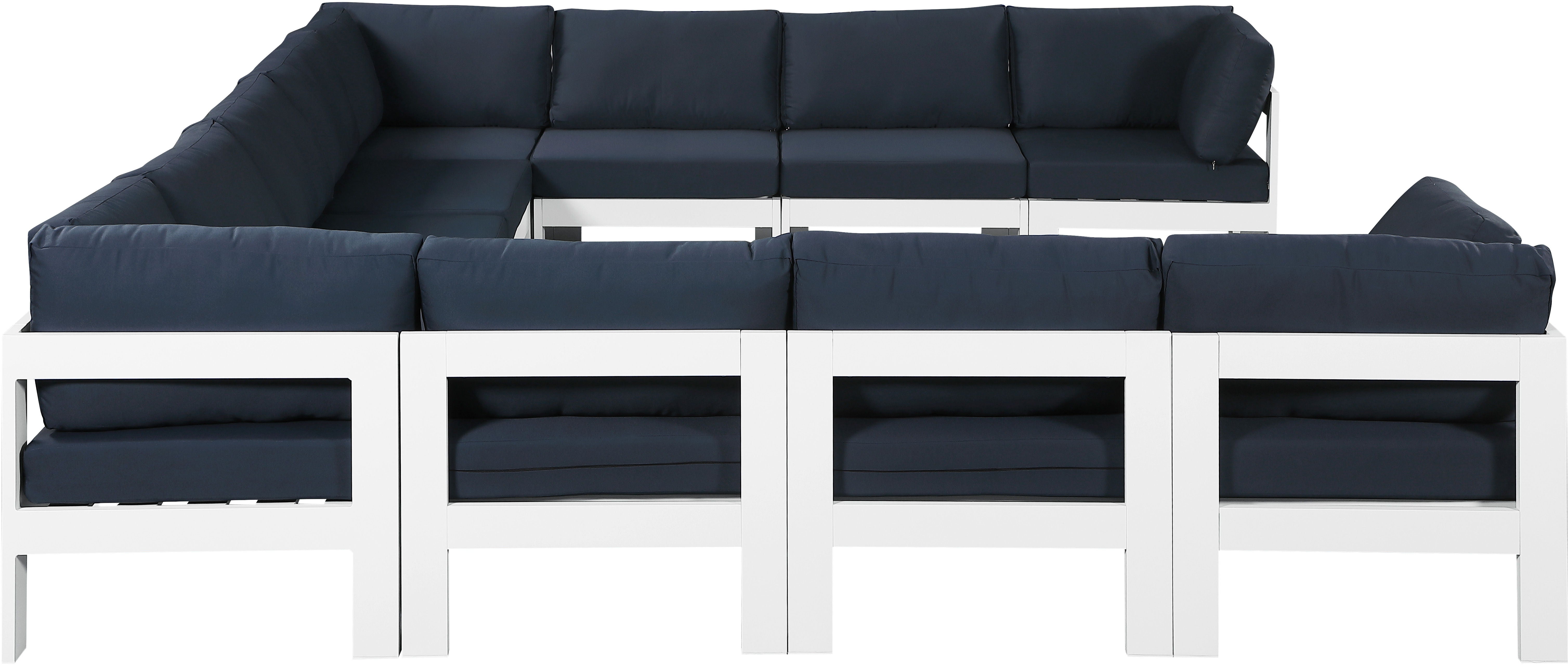 Nizuc - Outdoor Patio Modular Sectional 11 Piece - Navy - Premium Stationary Sectionals from Meridian Furniture - Just $9887.50! Shop now at brett interiors