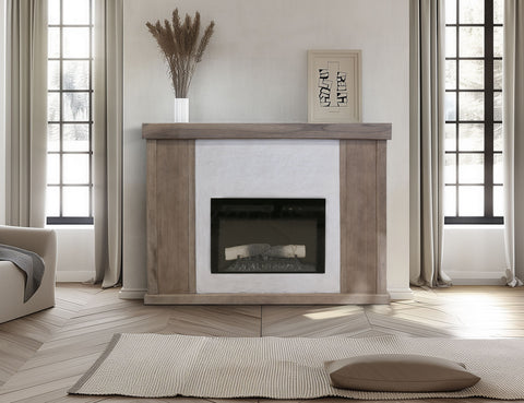 Natural Parota - Electric Fireplace - Dark Brown - Premium Fireplaces from International Furniture Direct - Just $1560! Shop now at brett interiors