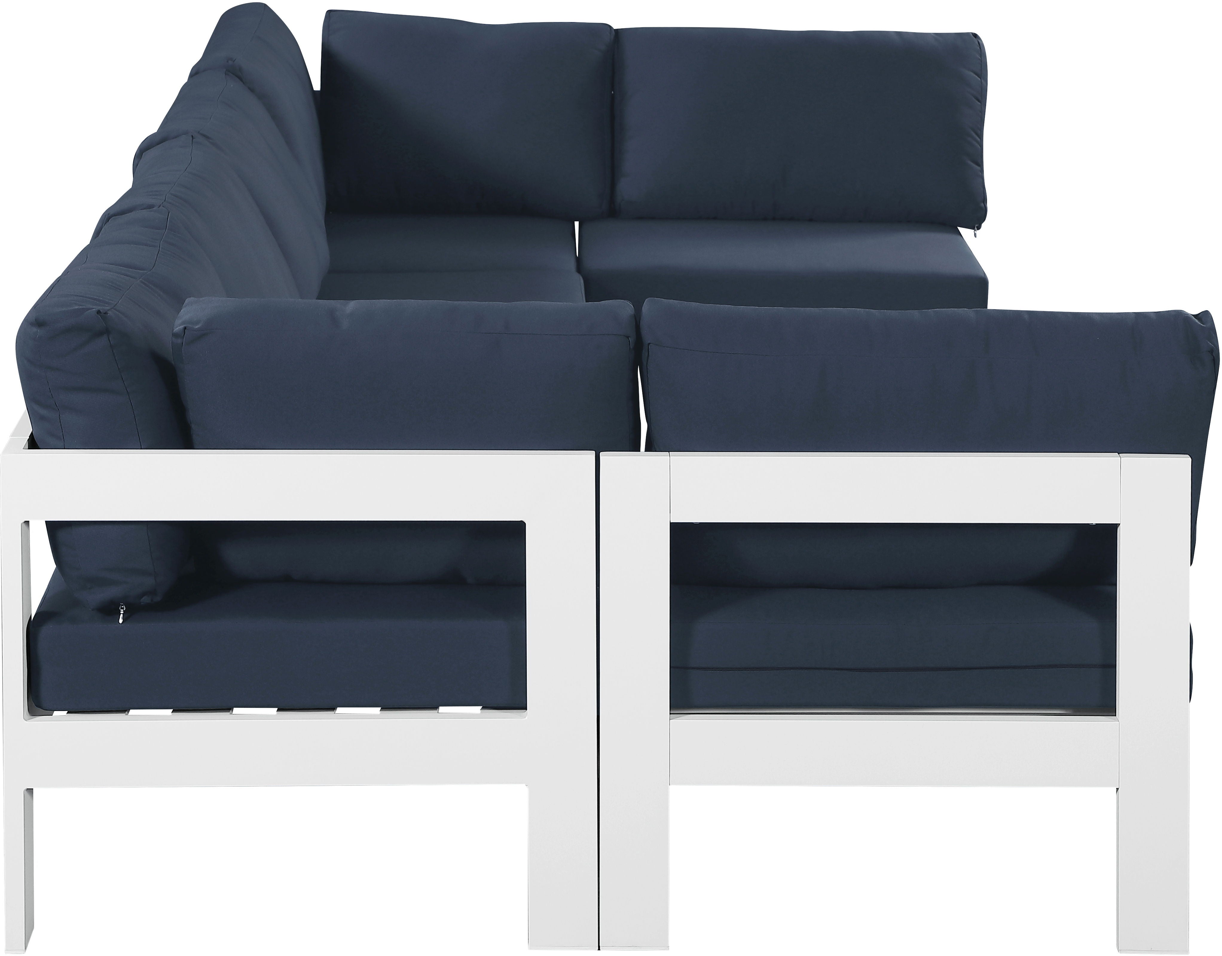 Nizuc - Outdoor Patio Modular Sectional 6 Piece - Navy - Fabric - Premium Stationary Sectionals from Meridian Furniture - Just $5375! Shop now at brett interiors