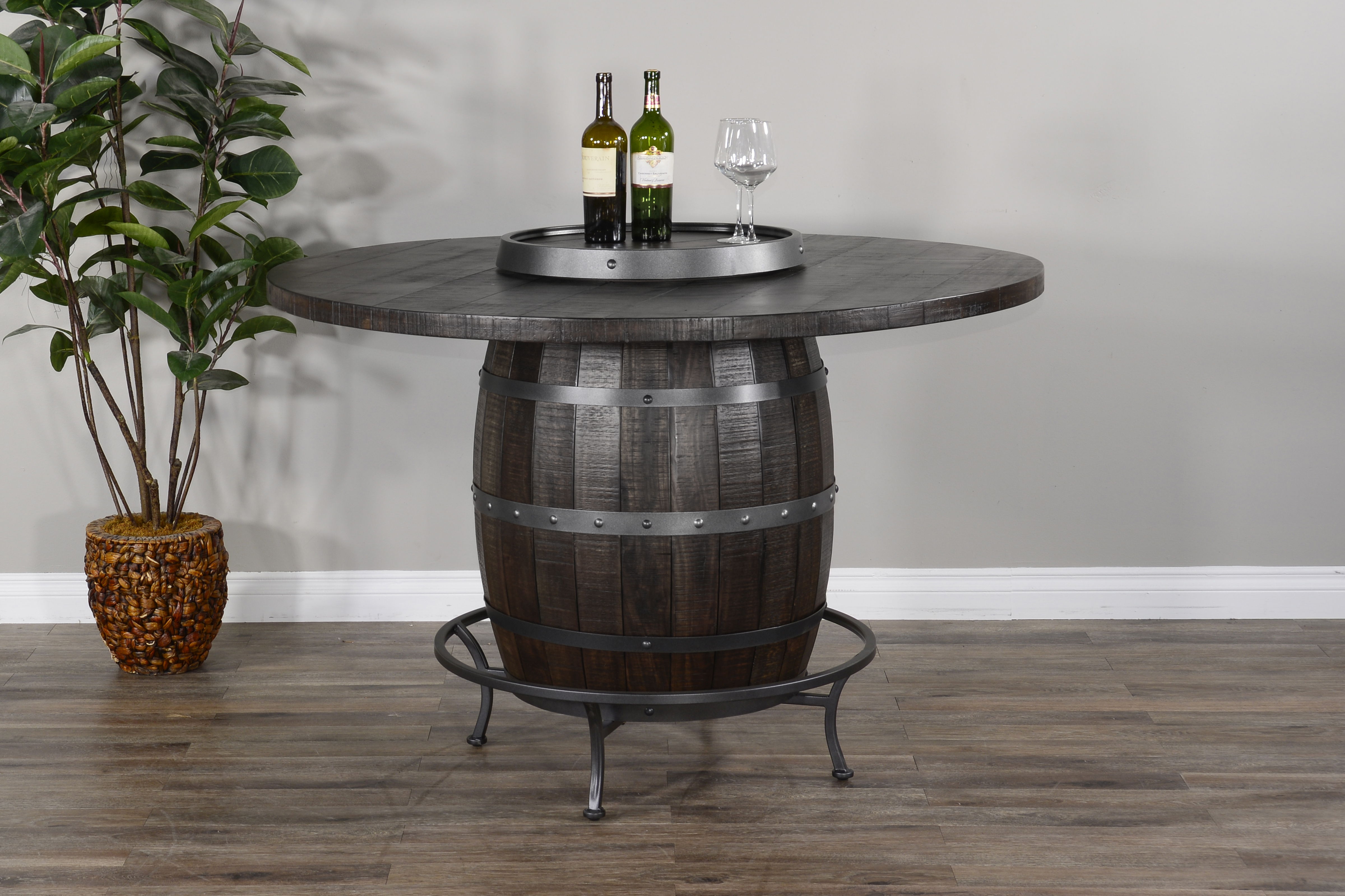 Homestead - Round Pub Table With Wine Barrel Base - Dark Brown - Premium Pub Tables from Sunny Designs - Just $1452! Shop now at brett interiors