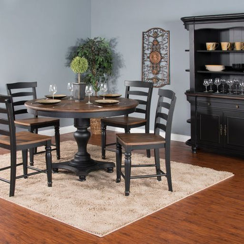 Bourbon County - Ladderback Chair Wih Wood Seat - Dark Brown / Black - Premium Side Chairs from Sunny Designs - Just $205! Shop now at brett interiors