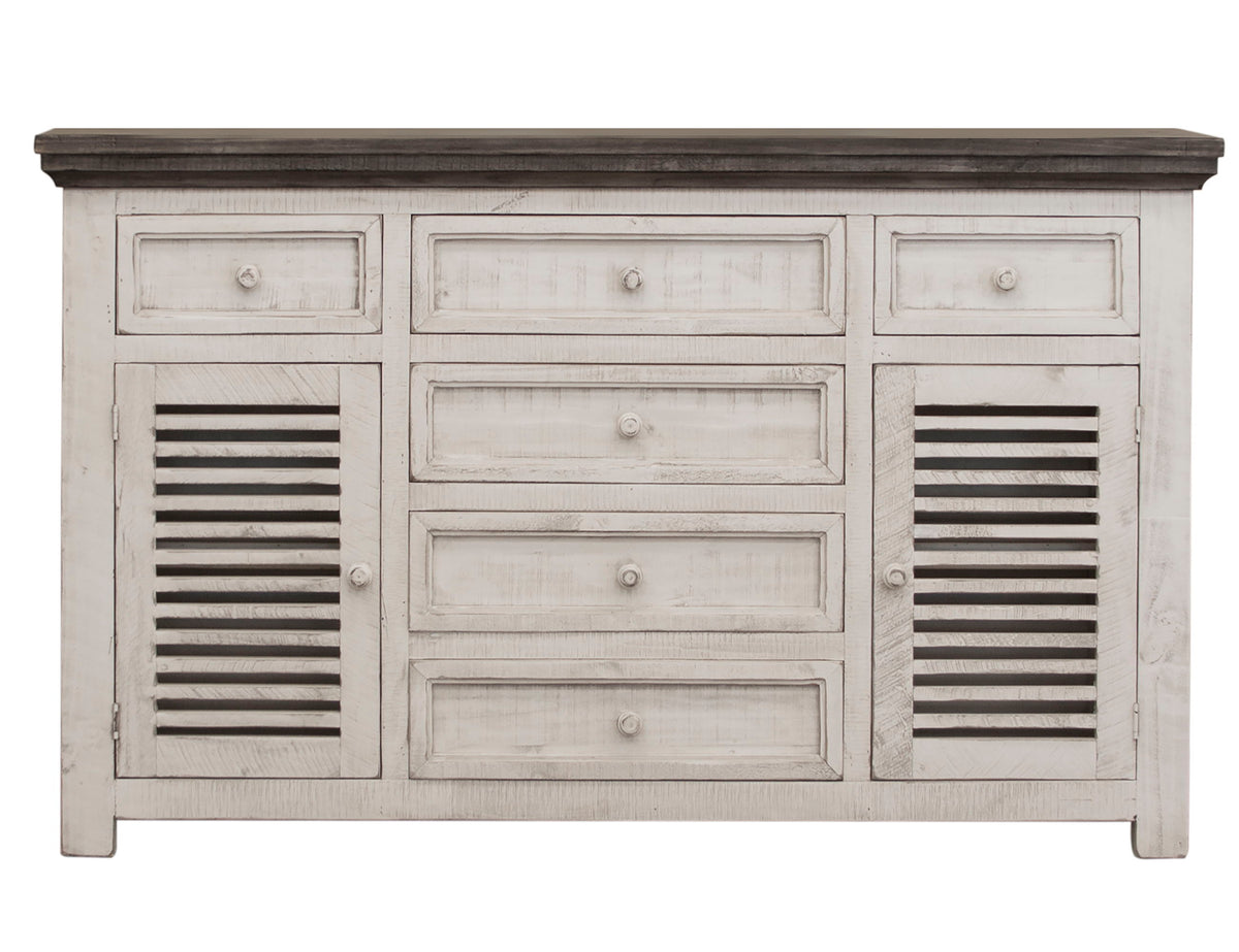 Stone - Buffet - Antiqued Ivory / Weathered Gray - Premium Buffets from International Furniture Direct - Just $1200! Shop now at brett interiors