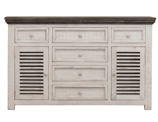 Stone - Buffet - Antiqued Ivory / Weathered Gray - Premium Buffets from International Furniture Direct - Just $1200! Shop now at brett interiors