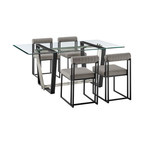 Kai Anastasia - Rectangular Glass Dining Table Set - Matte Black Base - Premium 5 Piece Dining Room Sets from Armen Living - Just $2815! Shop now at brett interiors