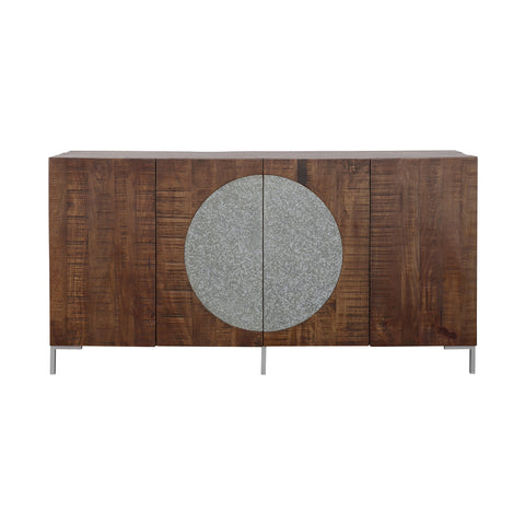 Bahari Chatter - Four Door Credenza - Brown / Silver - Premium Credenzas from Coast2Coast Home - Just $4290! Shop now at brett interiors