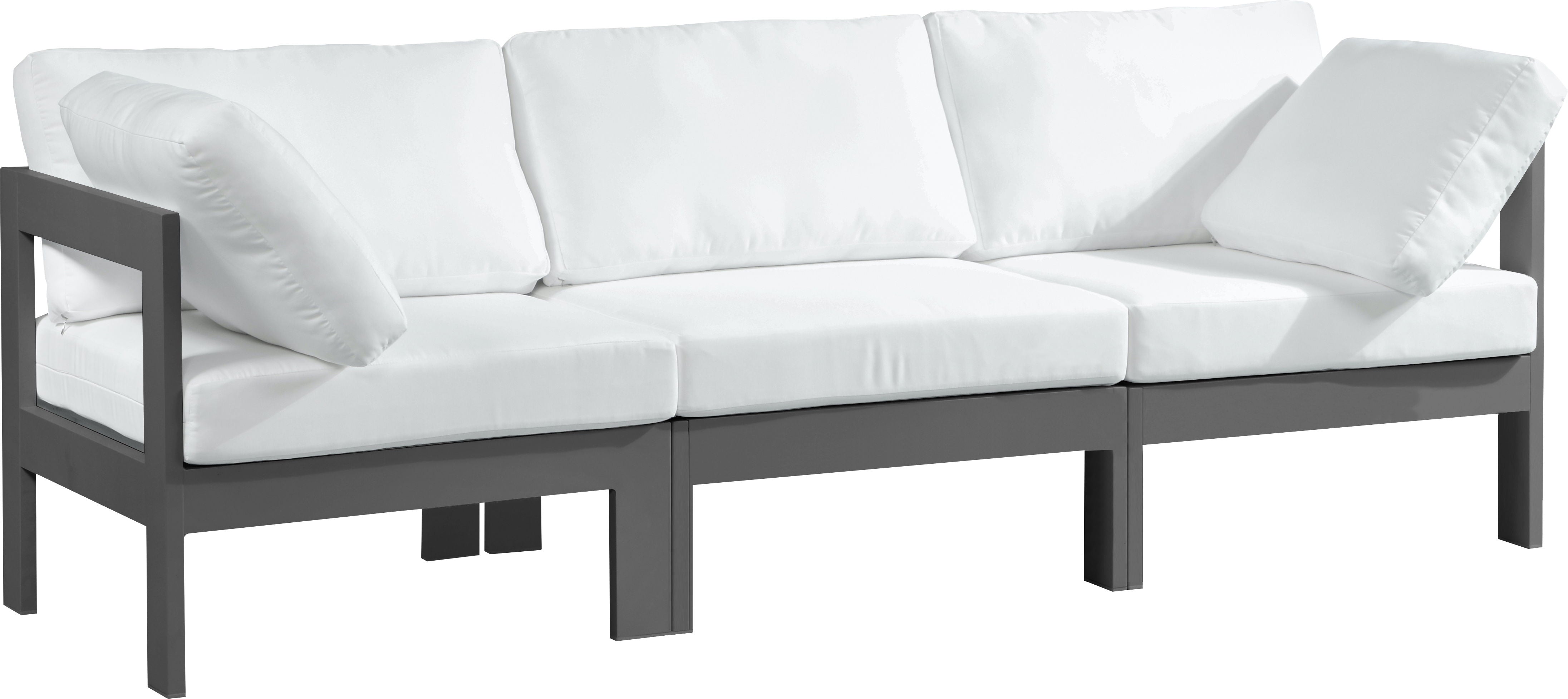 Nizuc - Outdoor Patio Modular Sofa 3 Seats - White - Premium Sofas from Meridian Furniture - Just $2787.50! Shop now at brett interiors