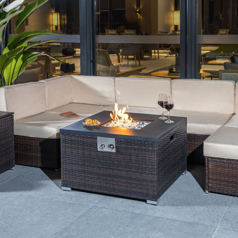 Outdoor Rectangle Fire Pit Table And Propane Tank Cover - Premium Fire Pits from AS Outdoor Heating - Just $163! Shop now at brett interiors