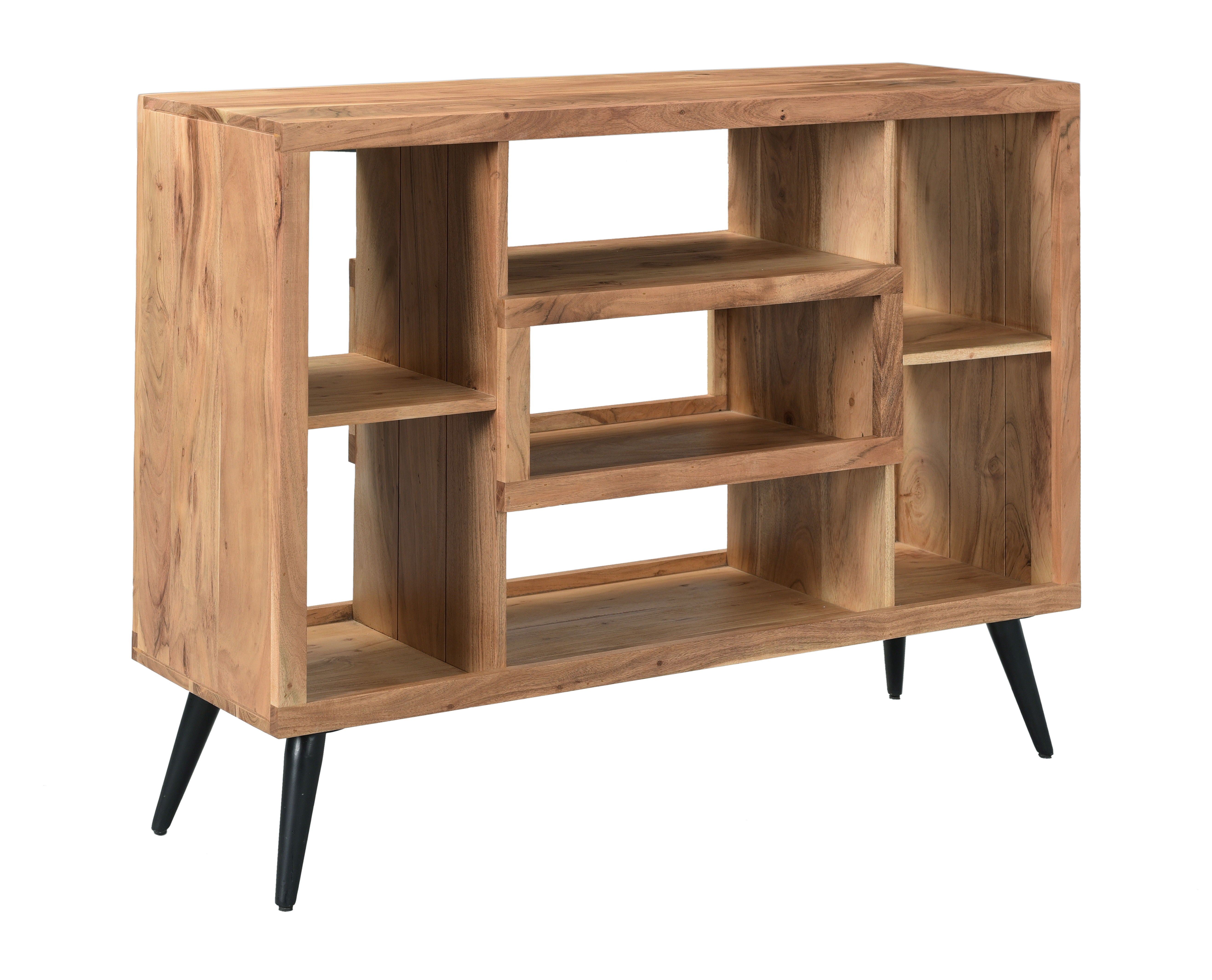 Bellamy - Bookcase - Acacia Natural / Black Powder Coat Finish - Premium Standard Bookcases from Coast2Coast Home - Just $2392.50! Shop now at brett interiors