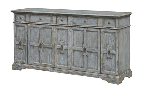 Rae - Four Door Four Drawer Credenza - Paulette Blue Gray - Premium Credenzas from Coast2Coast Home - Just $6600! Shop now at brett interiors