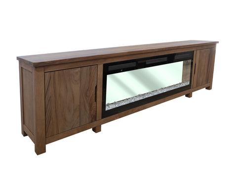 Natural Parota - Electric Fireplace - Brown Cappuccino - Premium Fireplace TV Stands from International Furniture Direct - Just $1287.50! Shop now at brett interiors