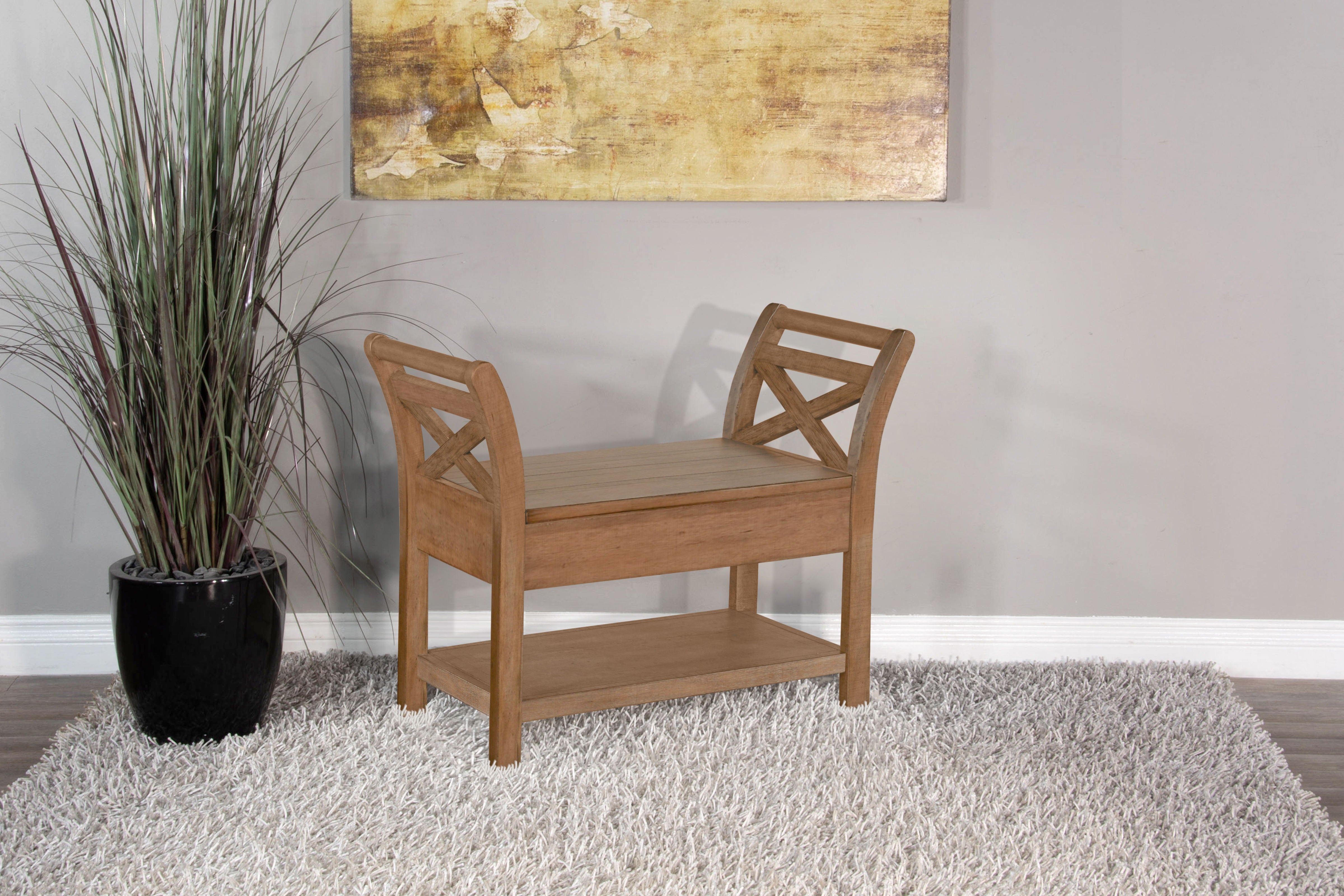 Doe Valley - Accent Bench With Storage - Light Brown - Premium Storage Benches from Sunny Designs - Just $247! Shop now at brett interiors