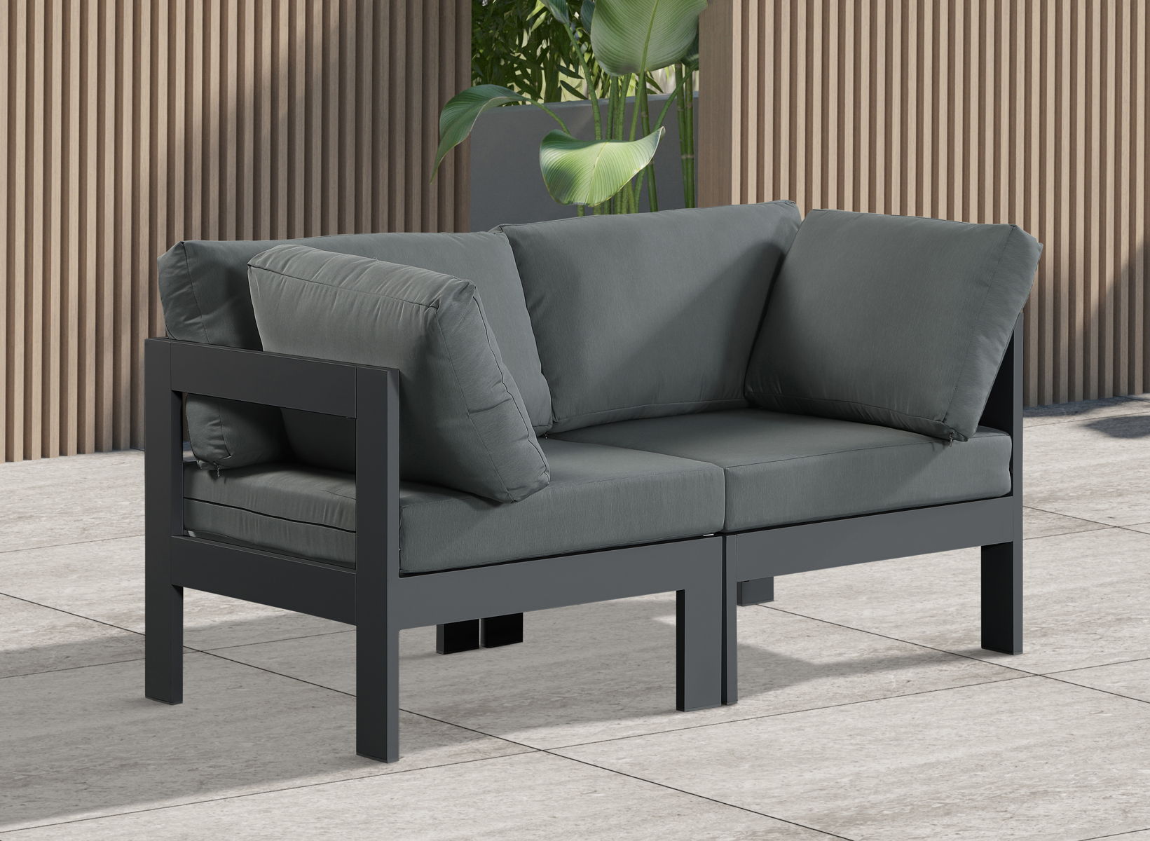 Nizuc - Outdoor Patio Modular Sofa - Dark Grey - Premium Sofas from Meridian Furniture - Just $1925! Shop now at brett interiors