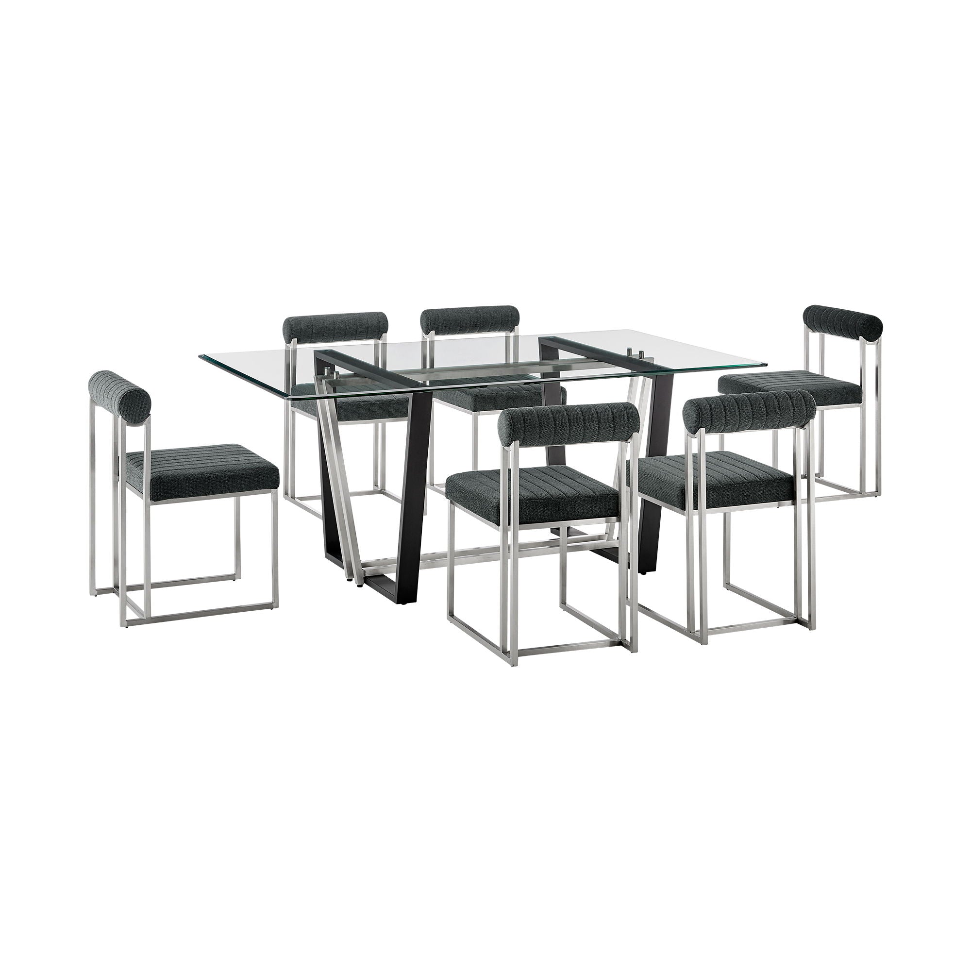 Kai Anastasia - Rectangular Glass Dining Table Set - Brushed Base - Premium 5 Piece Dining Room Sets from Armen Living - Just $3065! Shop now at brett interiors