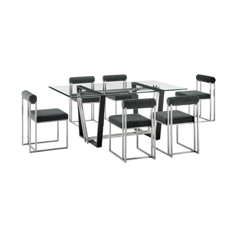 Kai Anastasia - Rectangular Glass Dining Table Set - Brushed Base - Premium 5 Piece Dining Room Sets from Armen Living - Just $3065! Shop now at brett interiors