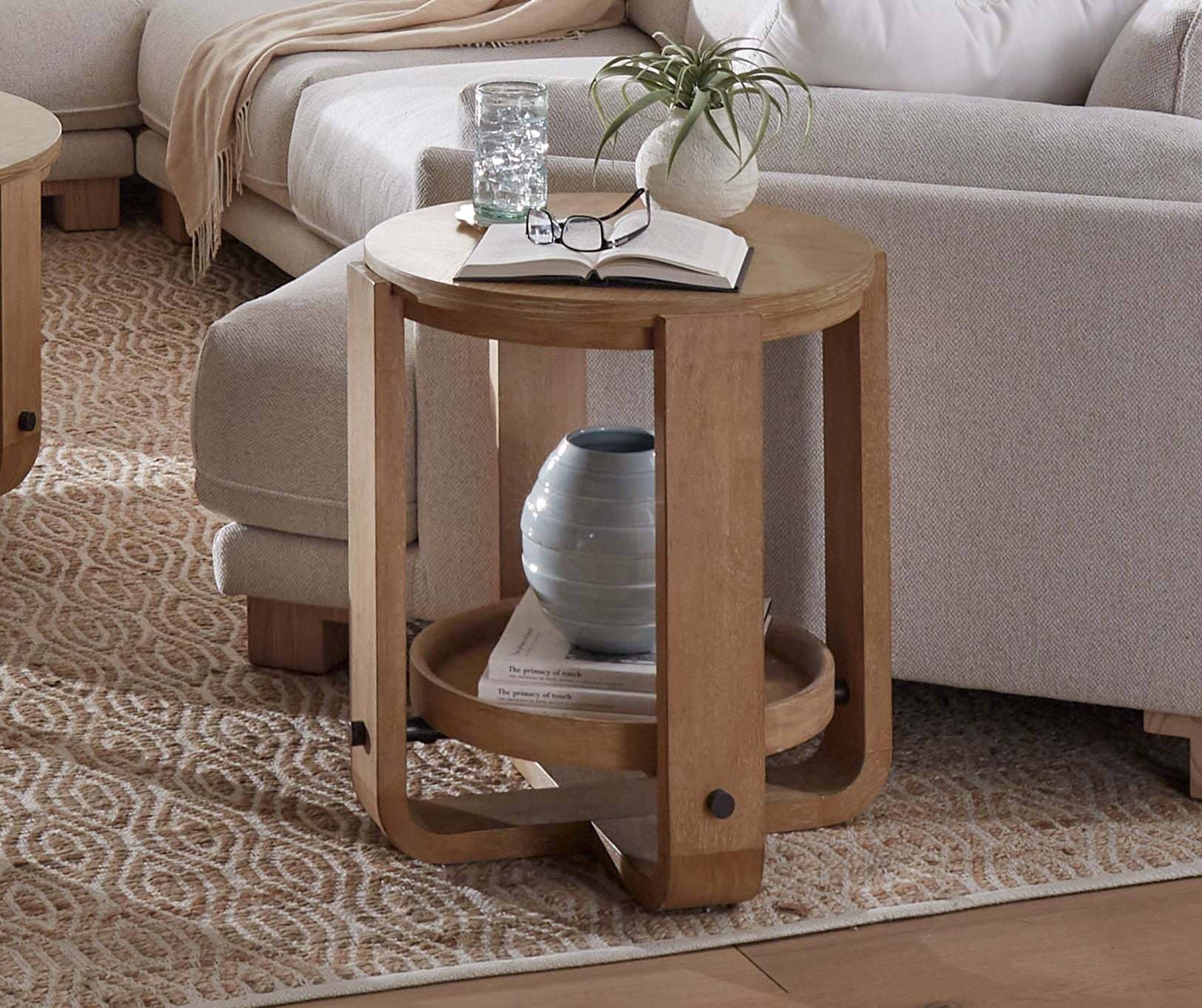 Escape - Round End Table With Shelf - Glazed Natural Oak Black Metal Trim - Premium End Tables from Parker House - Just $322.50! Shop now at brett interiors