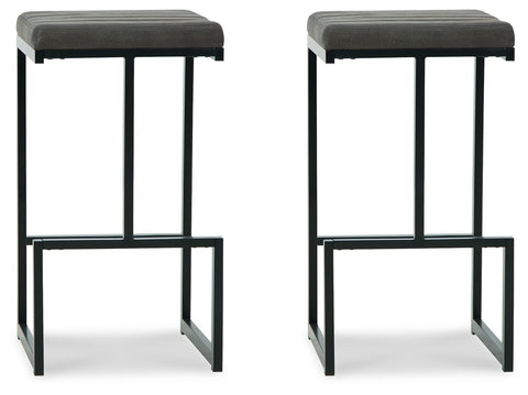 Strumford - Gray / Black - Tall Uph Barstool (Set of 2) - Premium Stool Sets from Signature Design by Ashley® - Just $265.65! Shop now at brett interiors