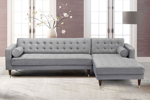 Somerset - Velvet Mid Century - Modern Right Sectional Sofa - Premium Stationary Sectionals from Armen Living - Just $2360! Shop now at brett interiors